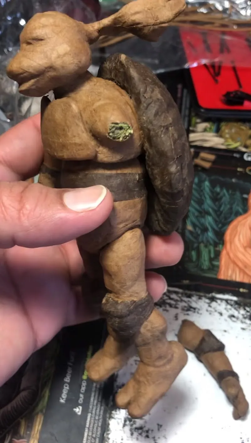 Handcrafted wooden figure resembling a turtle, Baker Victory Services detox center in Buffalo.