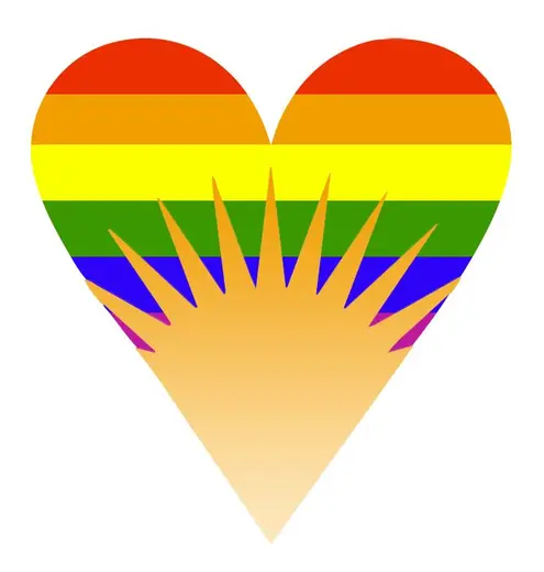 Colorful heart symbol with sunburst representing inclusivity at Horizon Health Services, a detox center in Buffalo.